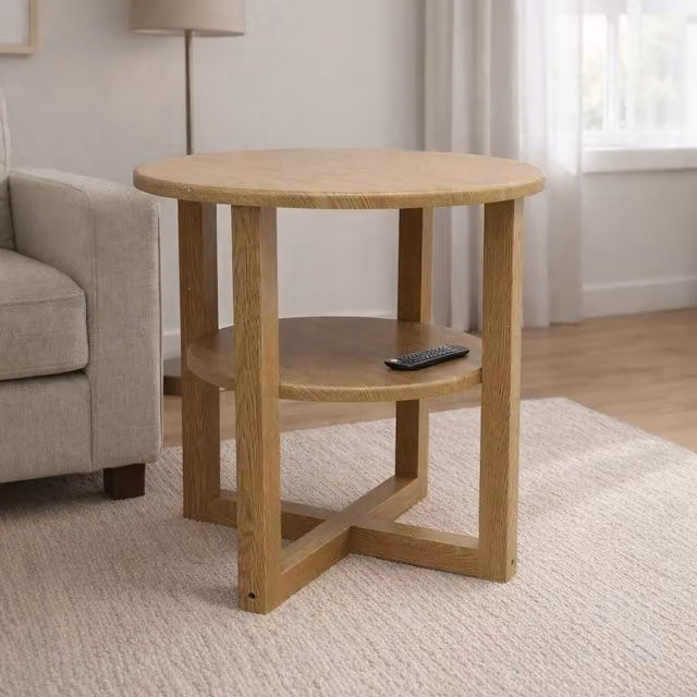 Spot on Dealz Modern Oak Small Side Coffee Table with Shelf