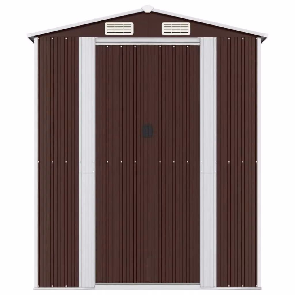 Berkfield Home Dark Brown Galvanised Steel Garden Shed with Sliding Doors and Side Vent, W/D/H: 192 x 1021 x 223 cm – 3
