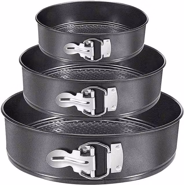 FLAVORA Set of 3 Round Non-Stick Springform Cake Tins in Black, Diameter: 15 cm – 1