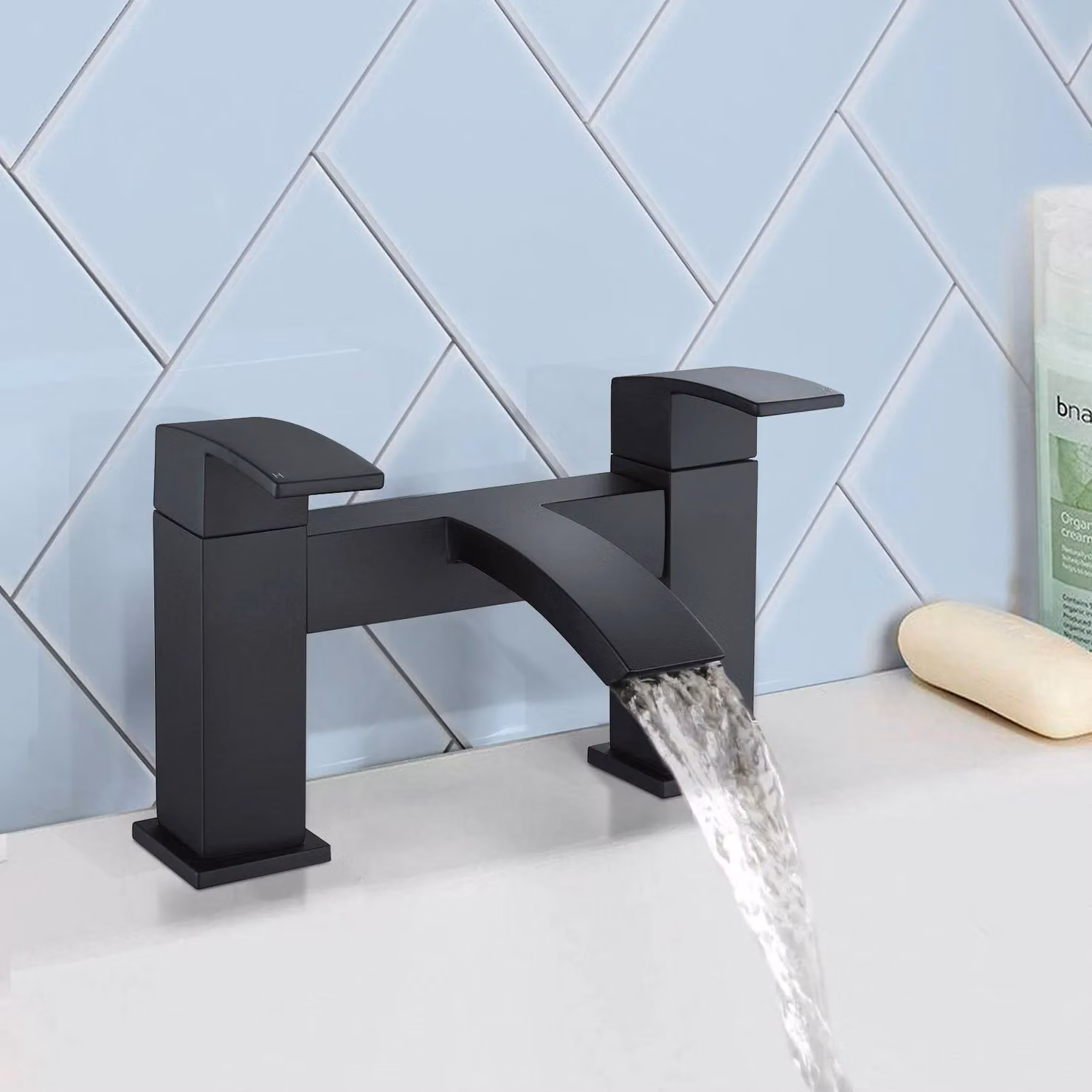 Tesa Basin Mixer Tap with Pop-Up Waste in Matt Black – 3