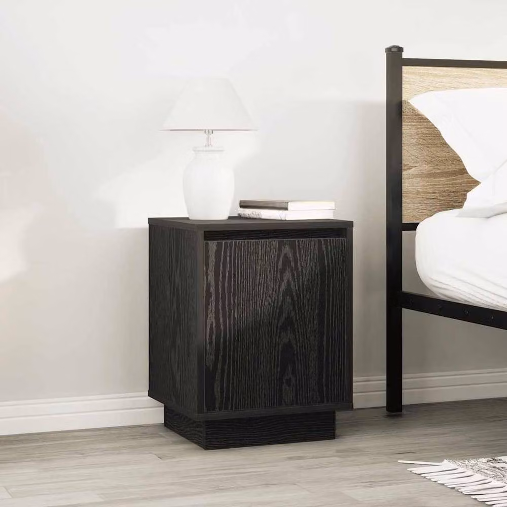 Berkfield Home Modern Black Bedside Cabinet with Integrated LED Lights, W/D/H: 38 x 34 x 50 cm – 3