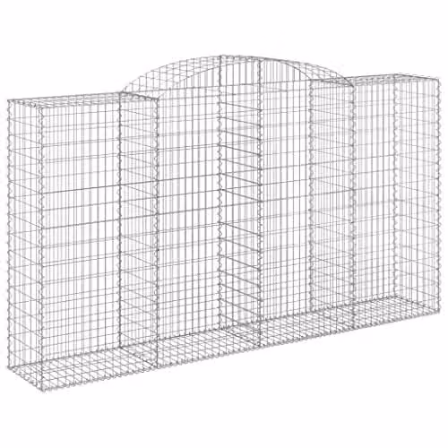 vidaXL Set of 5 Arched Gabion Baskets in Silver Galvanised Steel, W: 300 cm, D: 50 cm, H: 160/180 cm