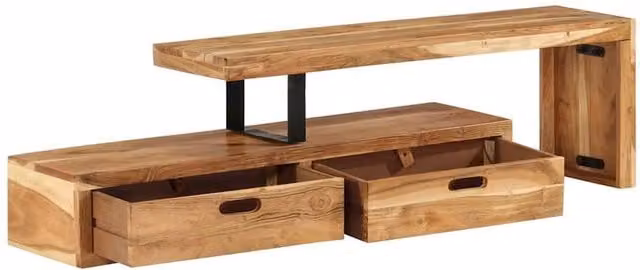 Berkfield Home Industrial Acacia Wood and Metal TV Stand in Brown, W/D/H: 120 x 40 x 30 cm – 1