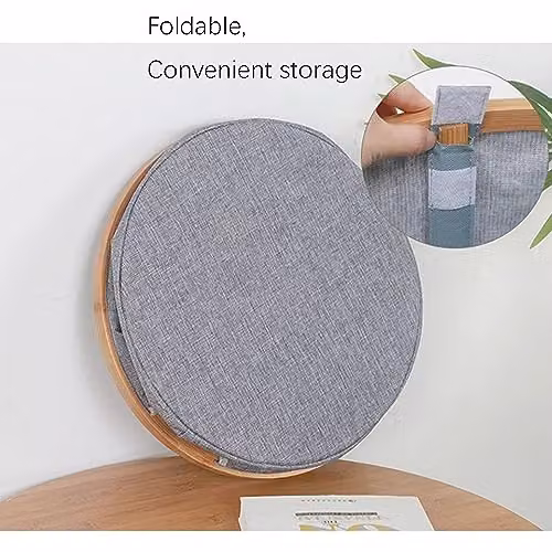 AMOS 100L Round Laundry Basket with Lid and Removable Inner Bag, Grey, Collapsible Fabric Design – 2