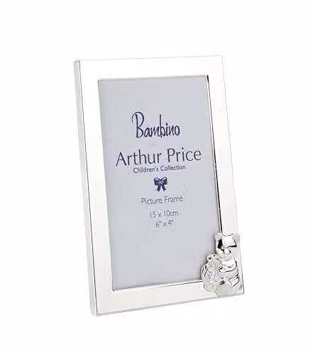 Arthur Price Bambino Teddy Bear Silver Plated Rectangular Single Photo Frame for 10 x 15 cm Photos
