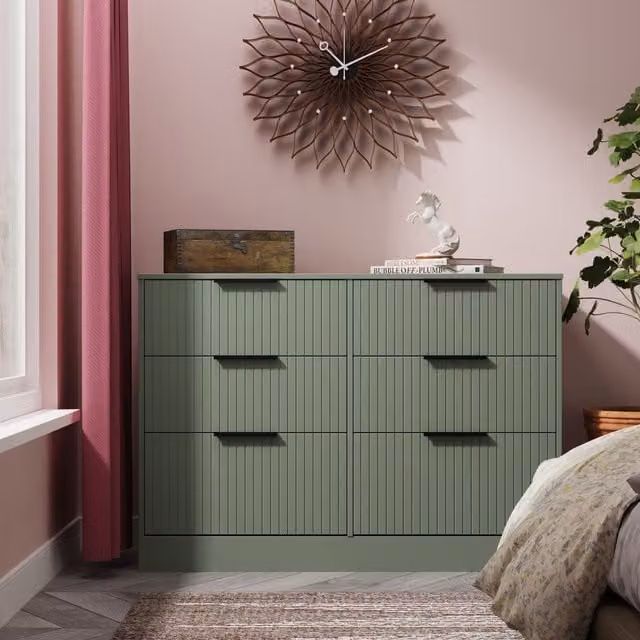 Ready Assembled 2 U Denver 6 Drawer Wide Chest in Pale Green – 1