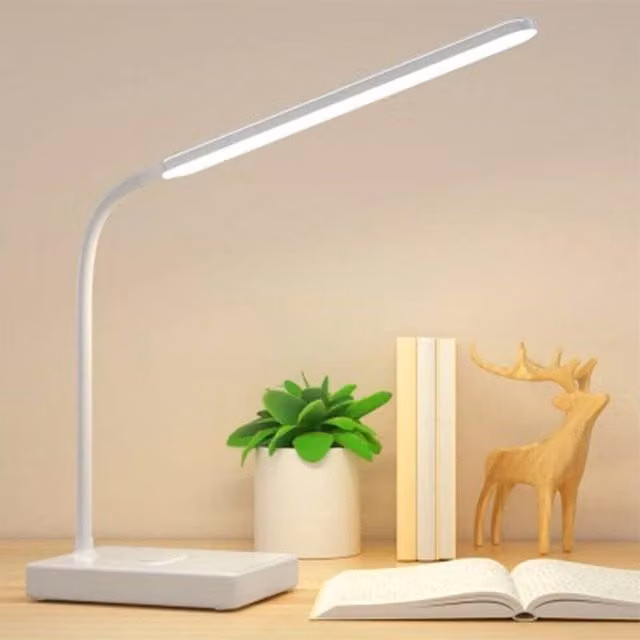VOGREX Dimmable LED Desk Lamp with Touch Control and USB Port, White