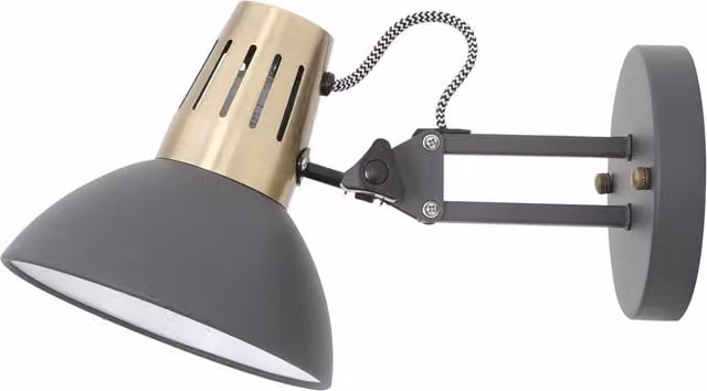 CGC Lighting Artemis Modern Black Metal Dome Wall Light with Brushed Silver Accents