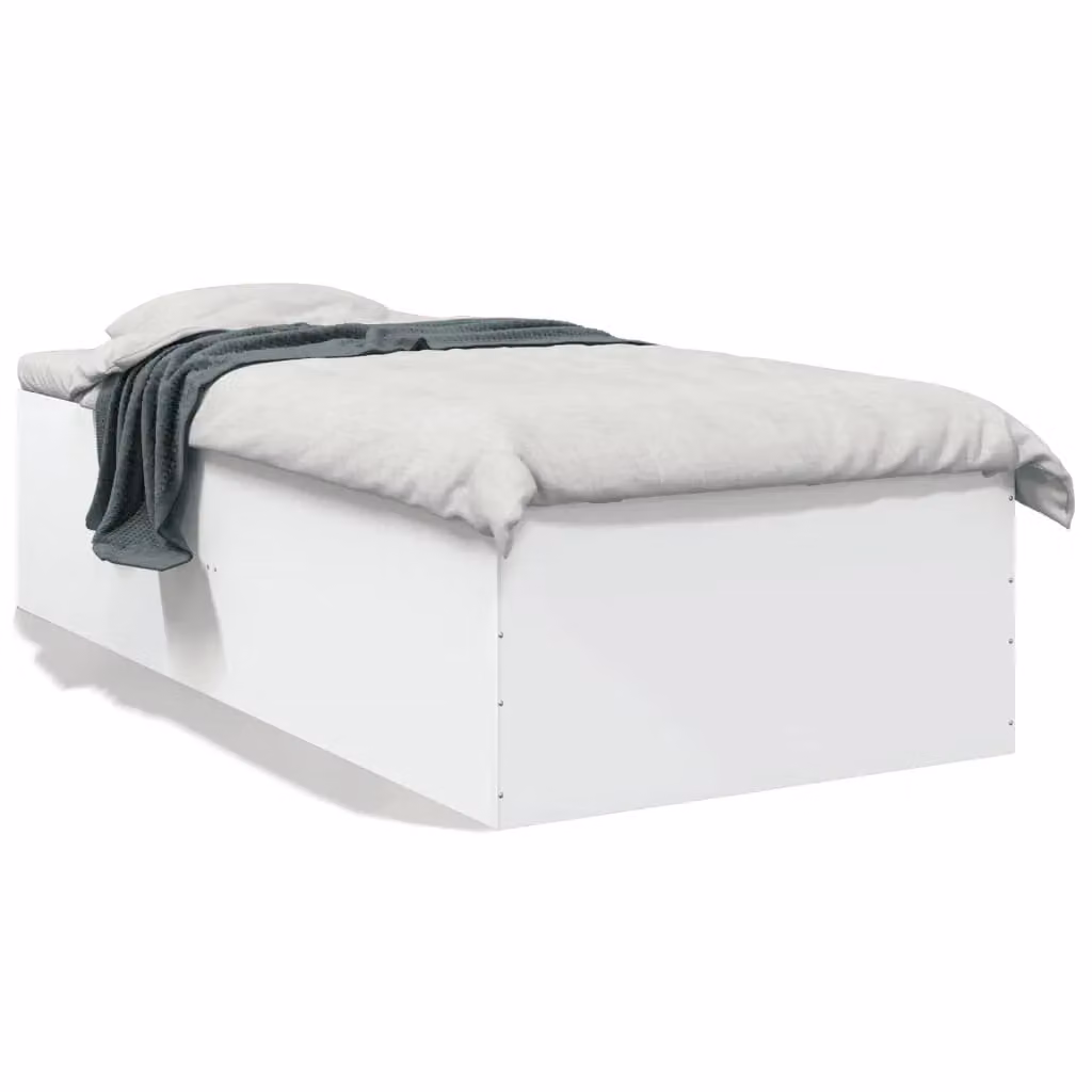 Berkfield Home Modern White Engineered Wood Bed Frame W/D/H: 90 x 200 cm