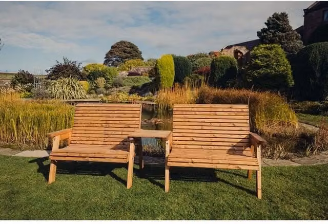 Churnet Valley Garden Furniture Ltd Valley 4 Seat Garden Furniture Set with Straight Tray in Brown Timber