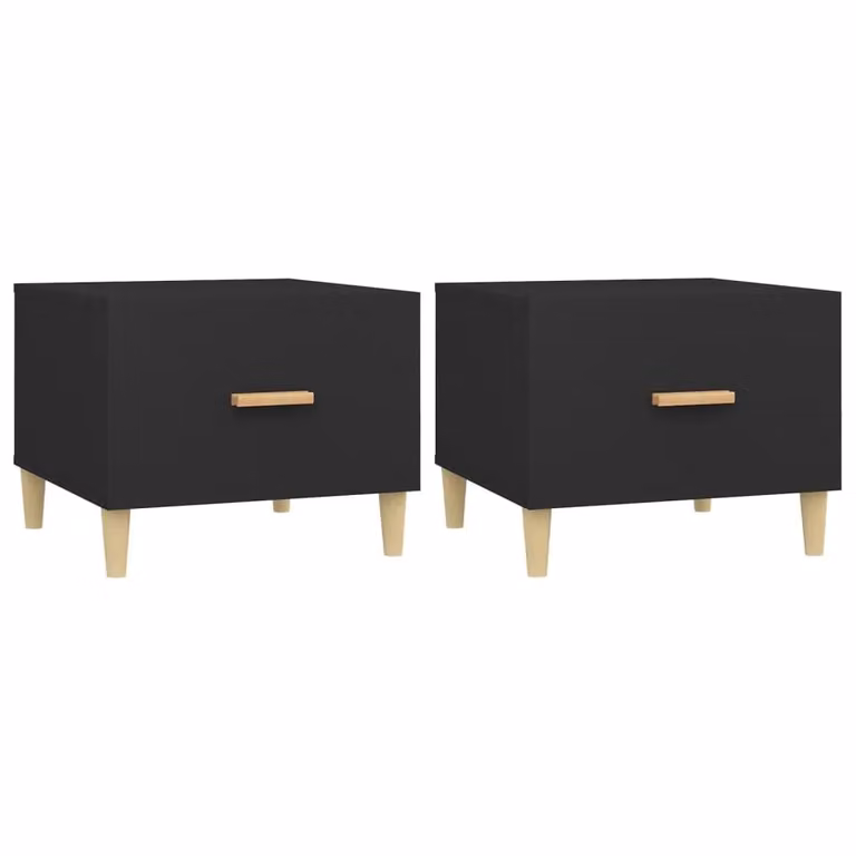 Berkfield Home Set of 2 Black Minimalist Square Coffee Tables, W/D/H: 50 x 50 x 40 cm