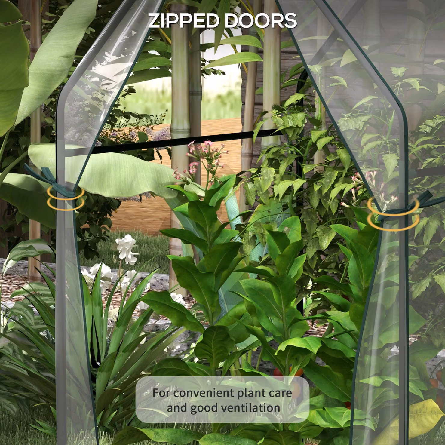 Outsunny Portable Greenhouse with Dual Zipped Doors in Clear, W/D/H: 90 x 90 x 145 cm – 4