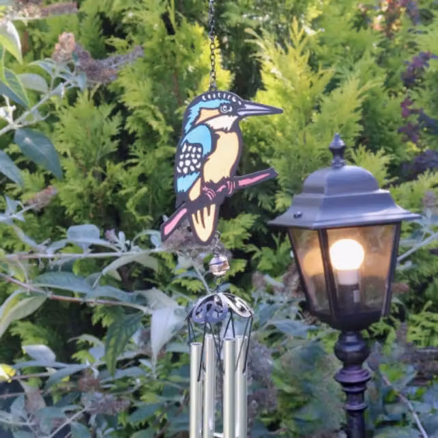 Betley Butterfly Stained Glass Effect Wind Chime Sun Catcher in Turquoise and Multicolour