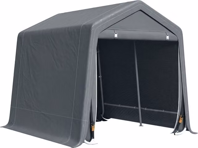 Outsunny Dark Grey Outdoor Gable Tent with Metal Frame and Double Zipper Doors, W: 280 cm, D: 240 cm, H: 185 cm – 1