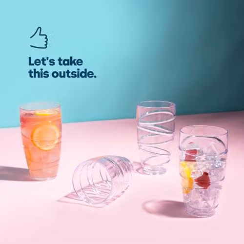 LIVIVO Set of 4 Stackable Plastic Tumblers, 600ml, Transparent and Multicolour – 2