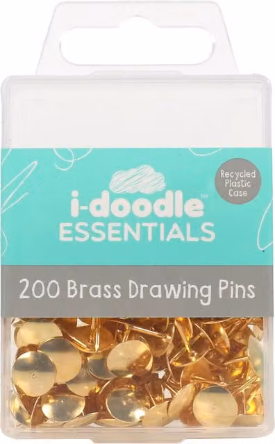 i-doodle Pack of 200 Gold Brass Drawing Pins for School