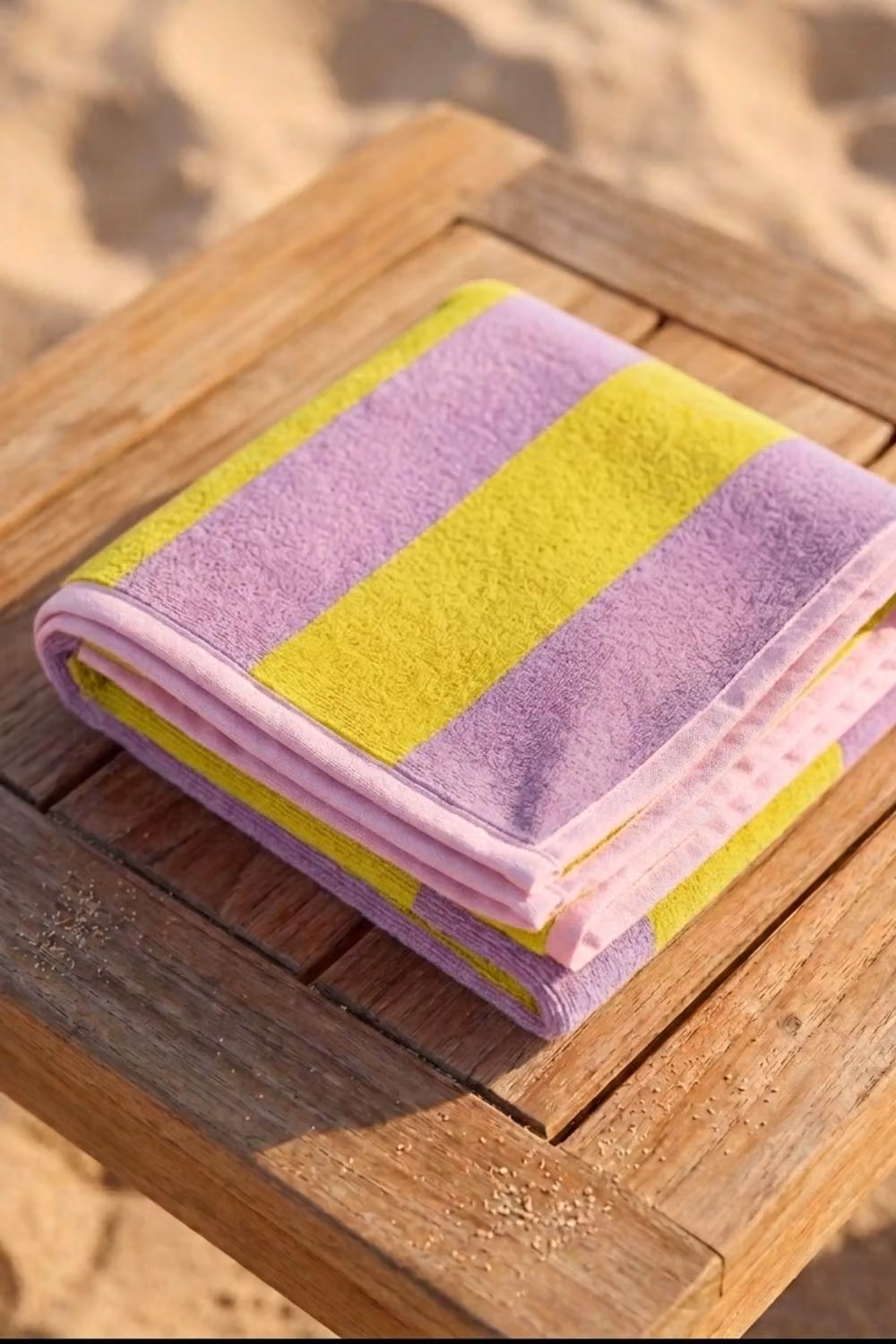 Dyzi Striped Cotton Beach Towel in Yellow and Multicolour, W: 70 cm, L: 152 cm – 2