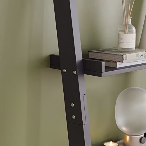 Vida Designs York 4 Tier Ladder Bookcase, Black, H 154 x W 56 x D 29 cm – 3