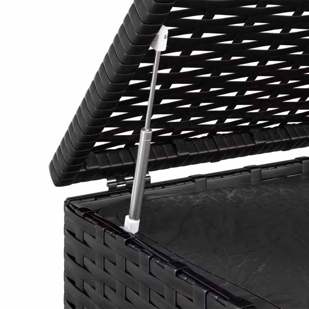 Berkfield Home Modern Black PE Rattan Garden Cushion Box, W: 100 cm, D: 49 cm, H: 103.5 cm – 3