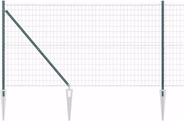 Berkfield Home Euro Fence in Green Galvanised Steel with 13 Spike Posts, W: 25 m, H: 1.2 m – 1