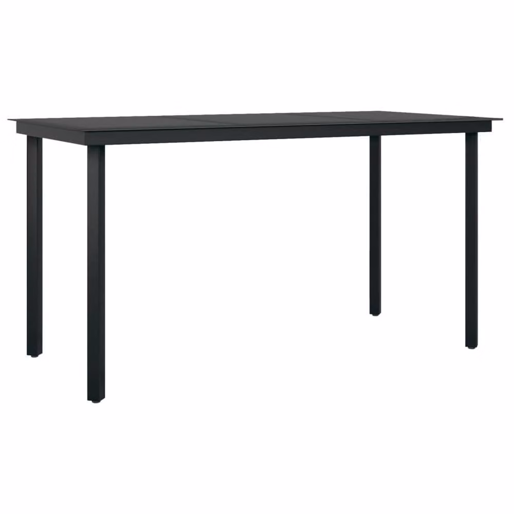 Berkfield Home Classic Garden Dining Table in Black Steel and Glass, W: 140 cm, D: 70 cm, H: 74 cm – 1