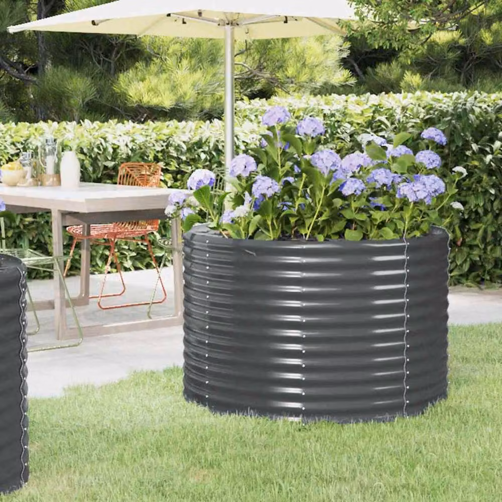 Berkfield Home Garden Powder-coated Steel Raised Bed in Anthracite Grey, W/D/H: 100 x 100 x 68 cm – 2