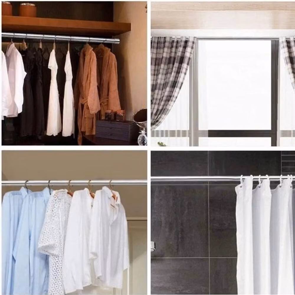 NESTLUNE Stainless Steel Wardrobe Rail and Fittings in Silver, W/D/H: 100 x 15 x 15 cm – 3