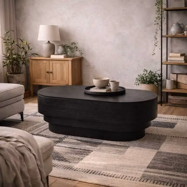 Wyld Haus Mayfair Black Oval Wooden Coffee Table