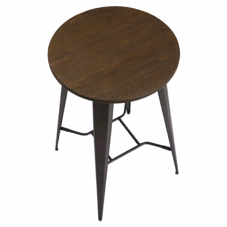 netfurniture Richmond Rustic Round Bar Table in Brown and Black, Diameter: 60 cm, Height: 104 cm