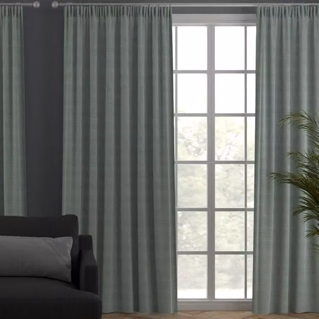 Terrys Olla Made to Measure Blackout Striped Fabric Curtain Panel in Duckegg Green