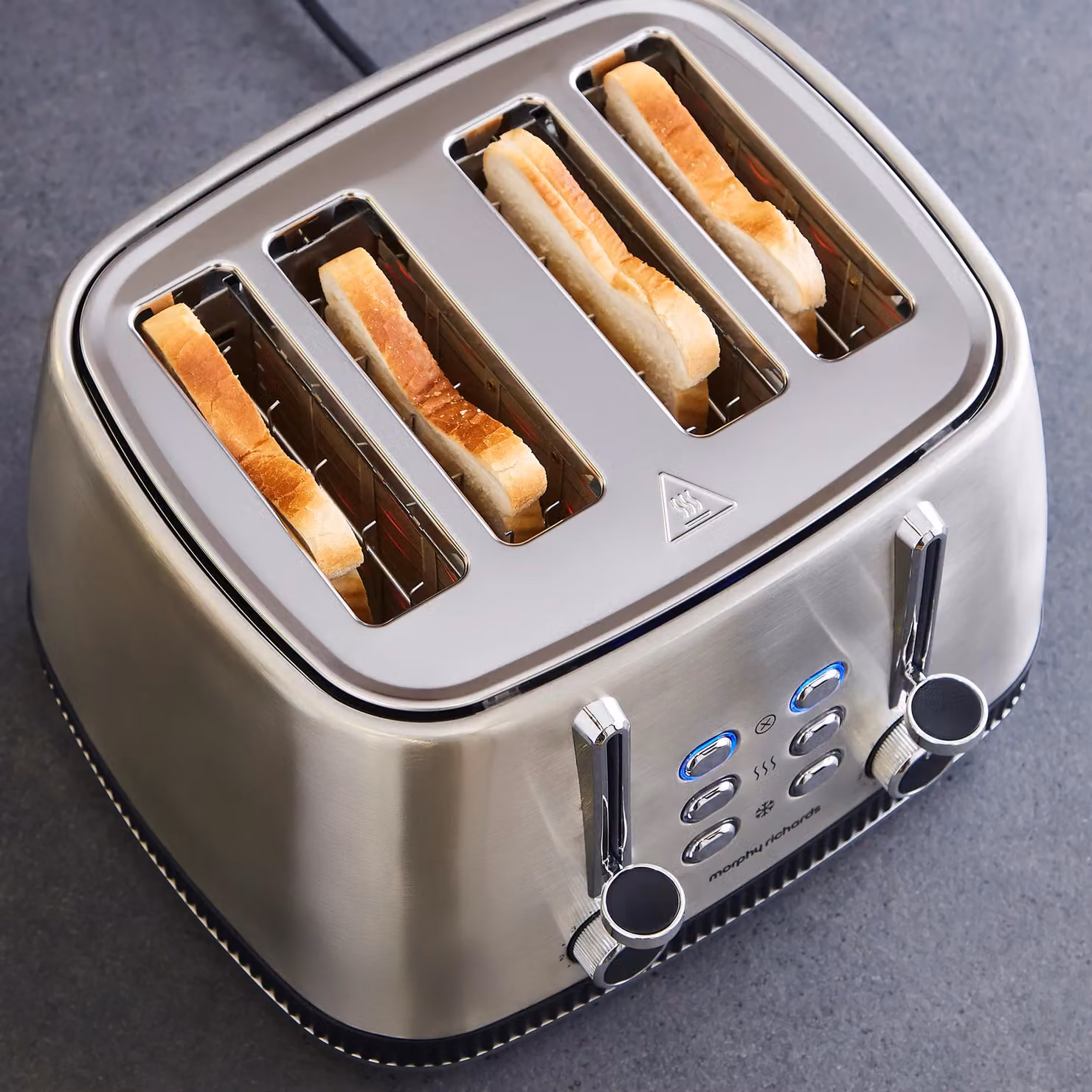 Morphy Richards Mexborough 4 Slice Toaster in Black and Silver Stainless Steel with Timer – 7