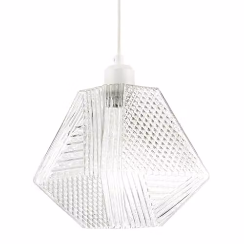 Happy Homewares Modern Square Clear Glass Pendant Light Shade with Reducer Ring W/D/H: 20 x 20 x 20 cm – 1