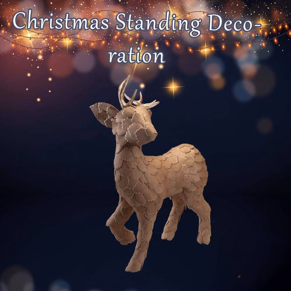 VFM e-Store Gold Christmas Standing Deer Decoration, H 37 cm x W 10 cm x D 10 cm – 3