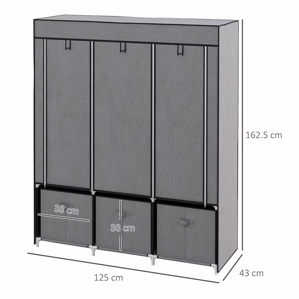 STILVORA Grey Foldable Wardrobe with Roll Shutter, Internal Shelves and Drawers – 2