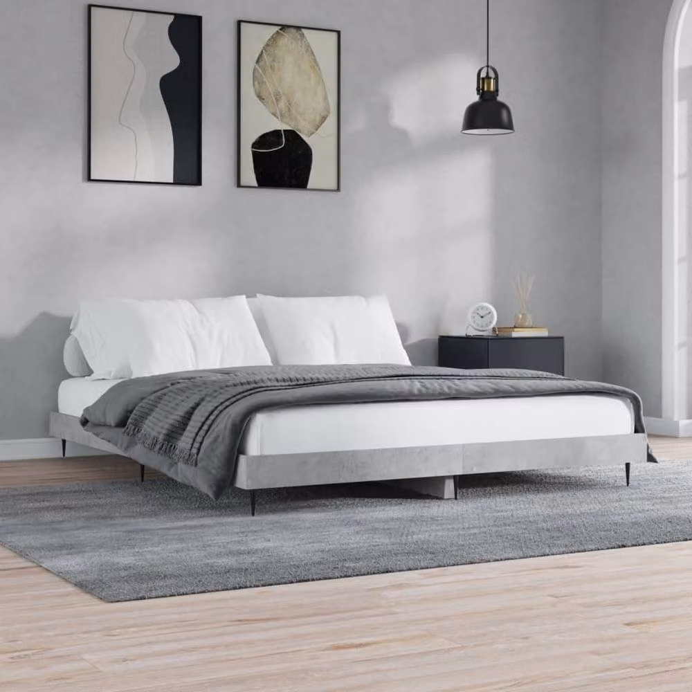 Berkfield Home Small Double Bed Frame in Concrete Grey, W/D/H: 120 x 200 cm – 2