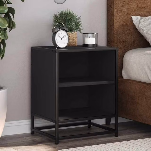 Berkfield Home Black Bedside Cabinet in Engineered Wood and Metal, W/D/H: 40 x 31 x 50 cm – 1