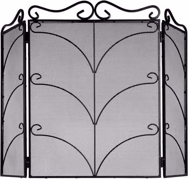 KDMD Black Ornate Heavy Large Fire Screen – 1