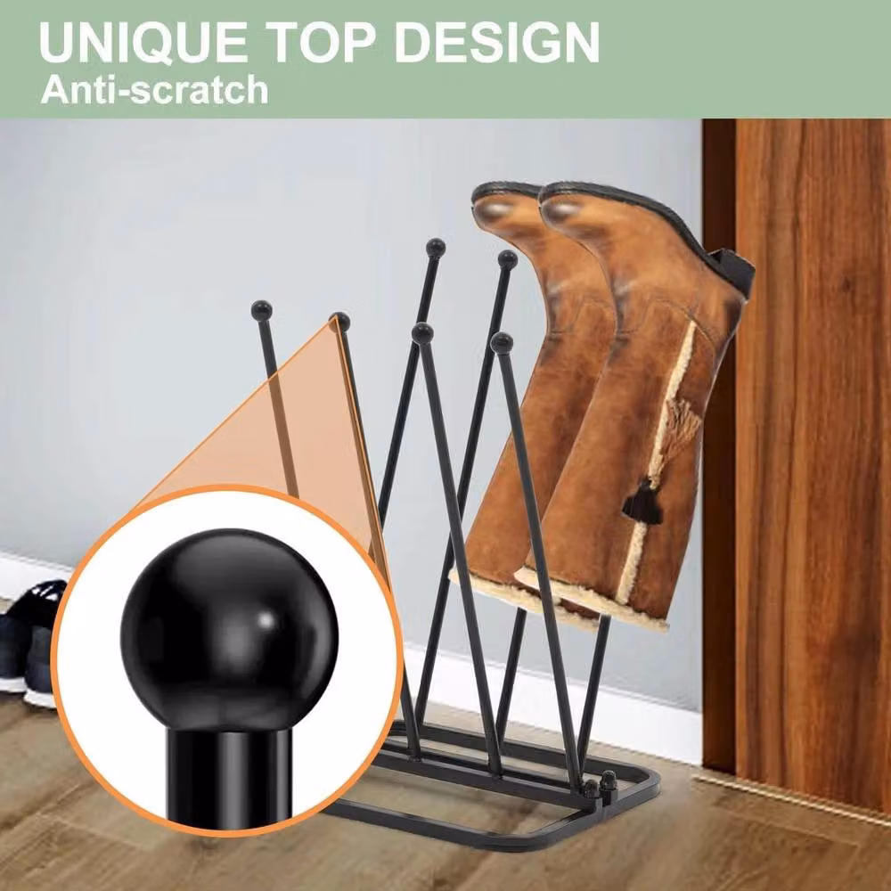 VOGREX Black Steel Freestanding Boot Rack for 4 Pairs – 5