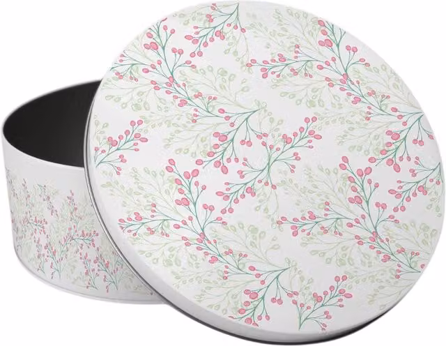Purely Home Round Small Cake Tin with Delicate Floral Design in Pink and Green