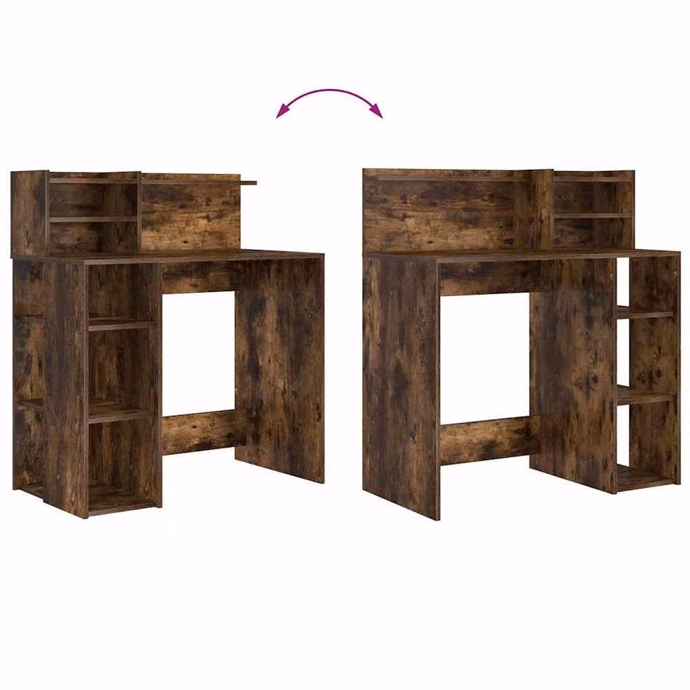 Berkfield Home Writing Desk with Storage in Smoked Oak Brown, W/D/H: 90 x 48 x 101.5 cm – 7