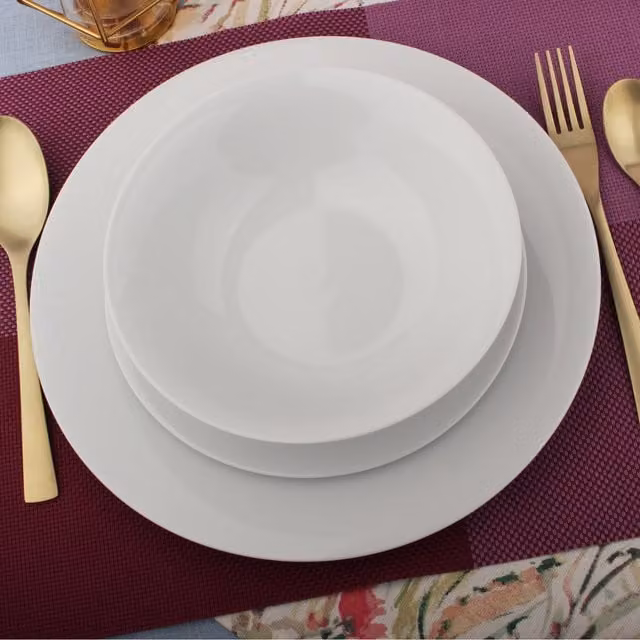 Glim & Glam 12-Piece White Porcelain Dinner Service Set
