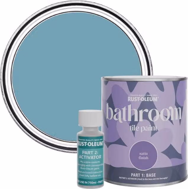 Rust-Oleum Bathroom Tile Paint in Satin Finish, Belgrave Blue, 750ml
