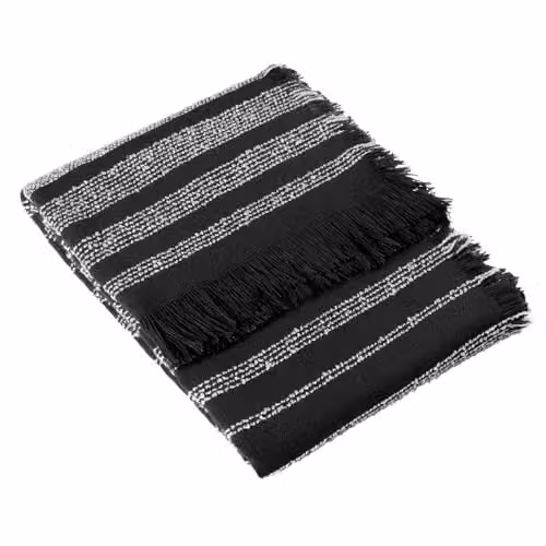 Riva Home Jour Woven Fringed Throw, Black, W: 130 cm, D: 180 cm