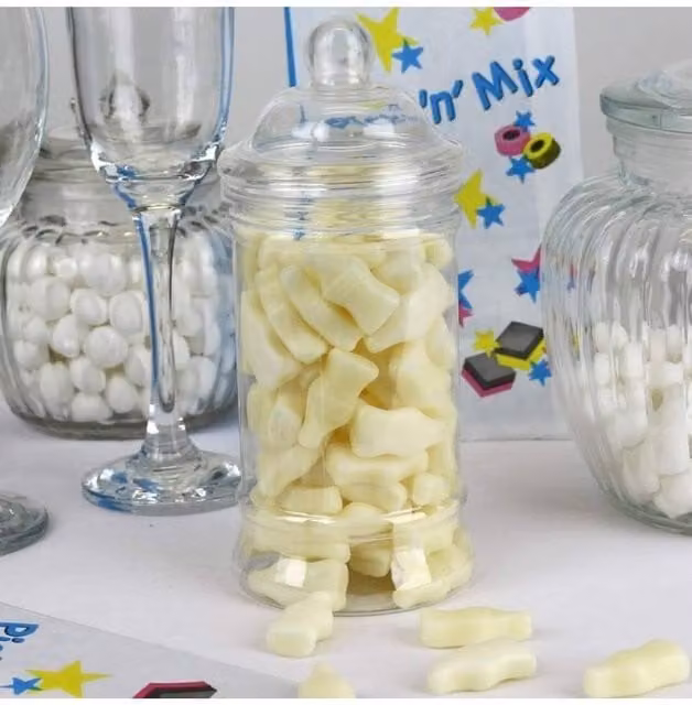 KDMD Glass Milk Bottle Candy Jars, 2 Pack, Cream/Beige