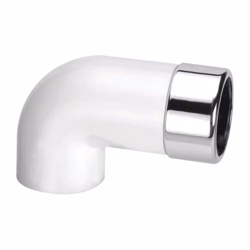 McAlpine Chrome Plated 90 Degree Elongated Brass to ABS Conversion Elbow 32mm in Silver and White
