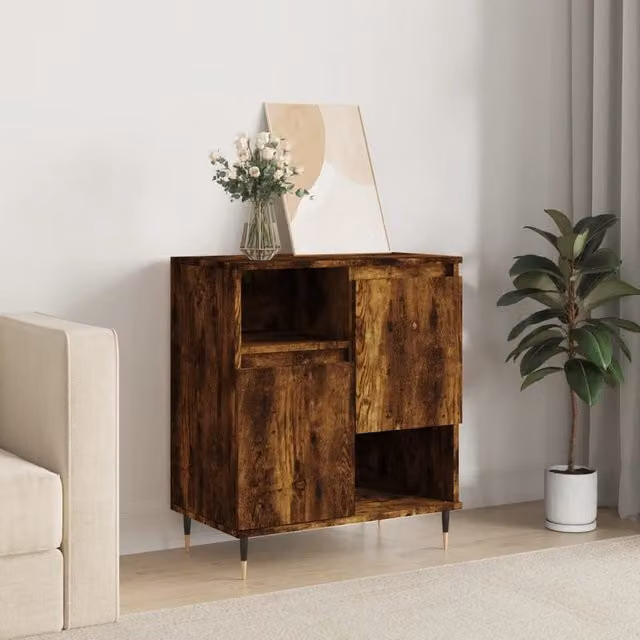 Berkfield Home Smoked Oak Sideboard in Brown, W/D/H: 60 x 35 x 70 cm