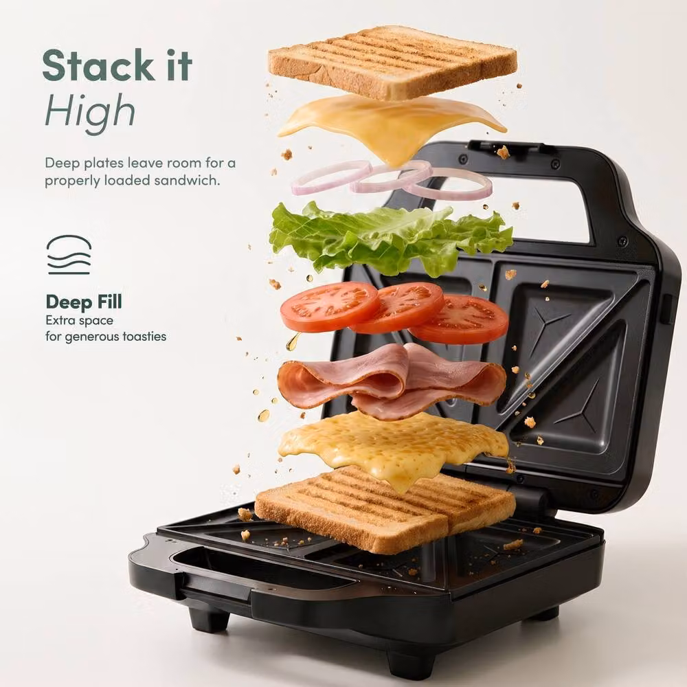 Keplin 3-in-1 Sandwich Maker with 1000W Power and Automatic Temperature Control in Silver and Black – 4