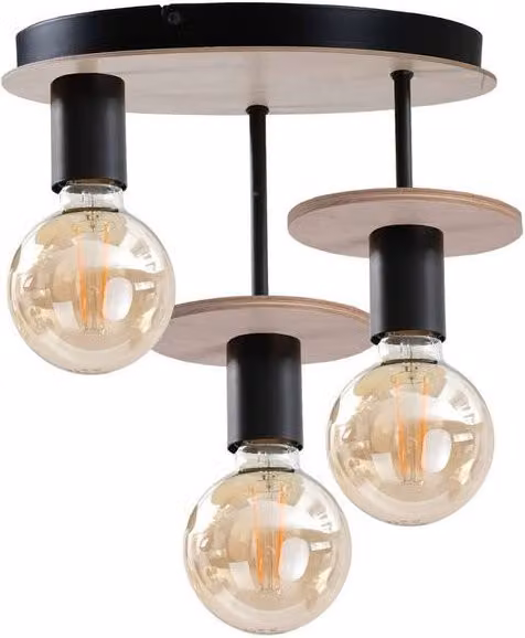 Netlighting Saturn Multi Arm Semi Flush Ceiling Light, Black, Diameter: 30 cm, 3x E27