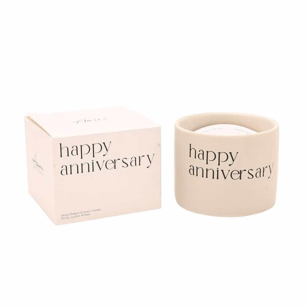 Amore by Juliana Happy Anniversary Double Wick Ceramic Candle in White – 2