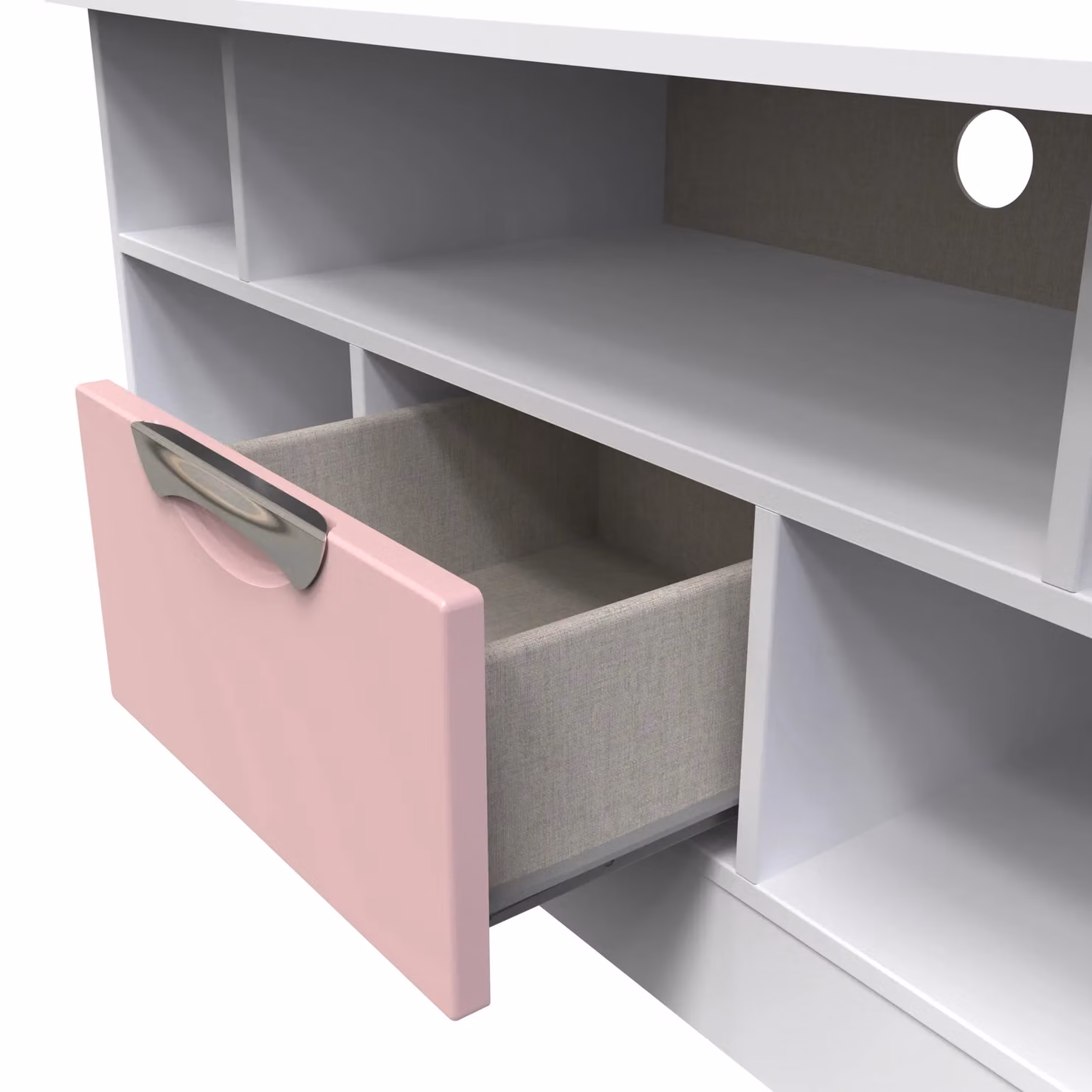 Ready Assembled 2 U Holborn 1 Drawer TV and Media Unit in Dusty Pink – 3